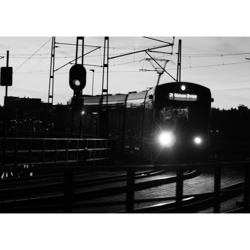 Fotokonst på spårvagn till Lidingö. Fin svartvit fotografisk konst - Spoca